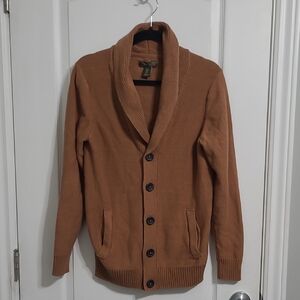#046 Rorie Whelan Cozy Brown Shawl Collar Cardigan Sz Small